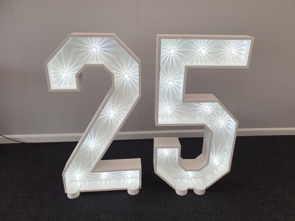 large light up number hire Gloucestershire